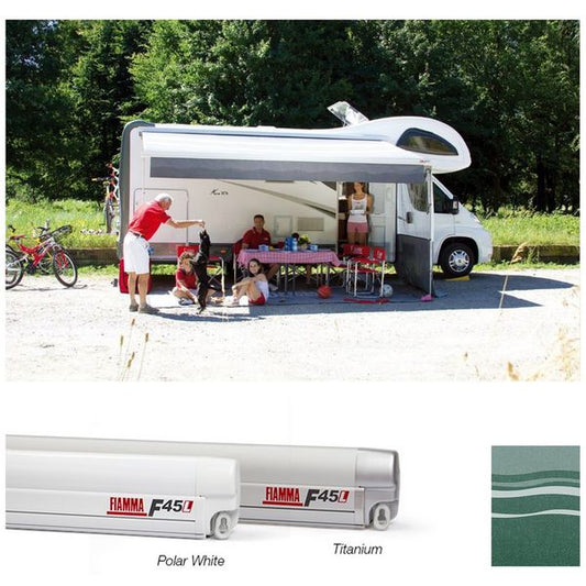 Fiamma Polar White F45L 500 Awning Evergreen Fabric (06530A01E)