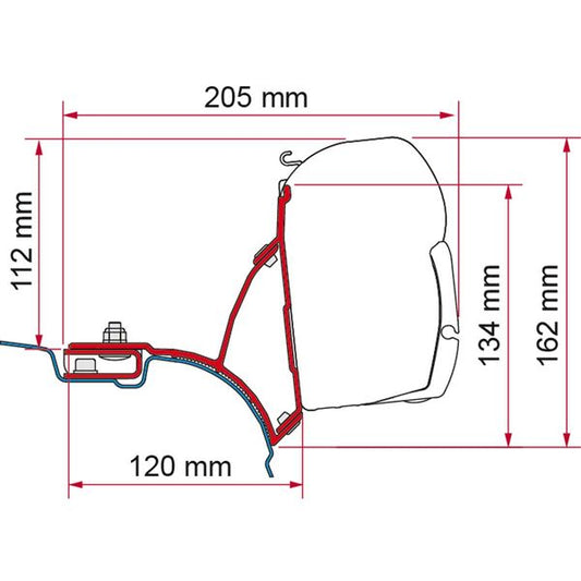 Fiamma VW T5/T6 Transporter Brackets for F45 Awning RHD - Deep Black