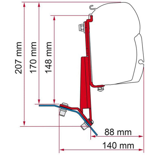 FIAMMA F45s AWNING BRACKET KIT FOR FORD CUSTOM LIFT ROOF - DEEP BLACK (RHD)