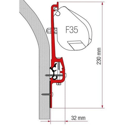 Fiamma Kit for Eriba Touring (2x 8cm Brackets)