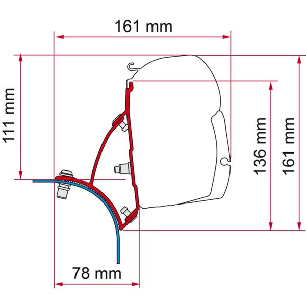 Fiamma F45 Bracket for VW T5/T6 Transporter Lift Roof RHD - Deep Black