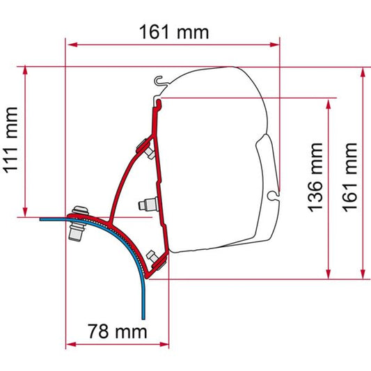 Fiamma F45 Bracket for VW T5/T6 Transporter Lift Roof RHD - Deep Black